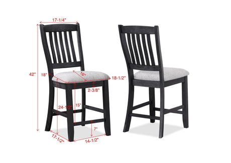 Buford Light Gray Solid Wood And Veneers Fabric Upholstered Counter Height Dining Room Set - Ella Furniture