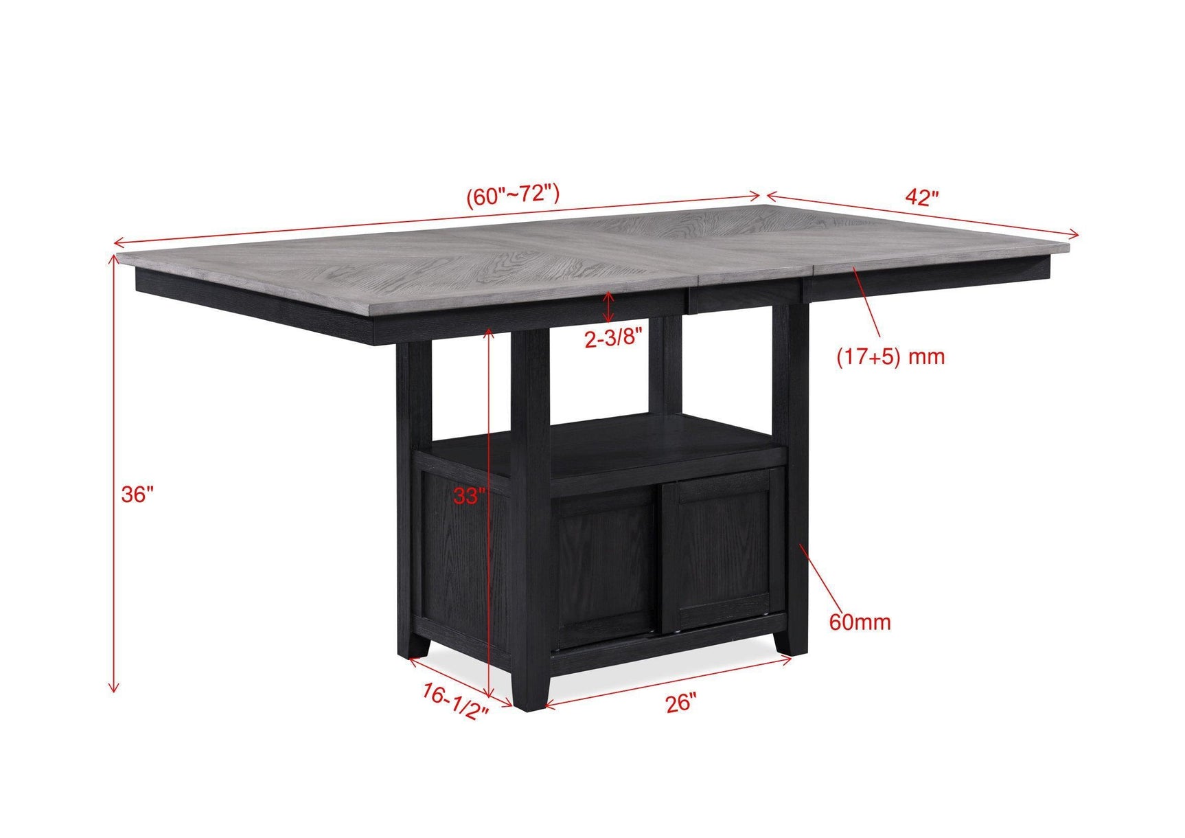 Buford Light Gray Solid Wood And Veneers Fabric Upholstered Counter Height Dining Room Set - Ella Furniture