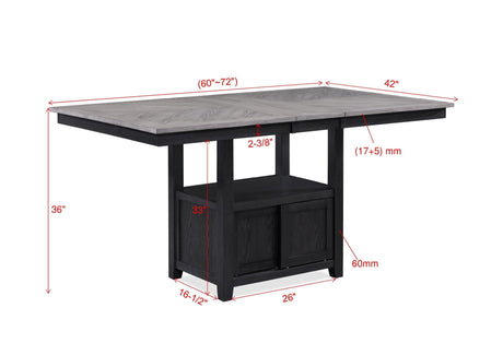 Buford Light Gray Solid Wood And Veneers Fabric Upholstered Counter Height Dining Room Set - Ella Furniture