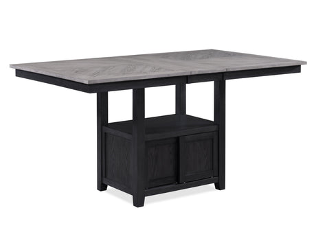 Buford Light Gray Solid Wood And Veneers Fabric Upholstered Counter Height Dining Room Set - Ella Furniture