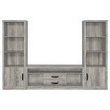 BURKE Burke 3-piece 59" TV Entertainment Center Grey Driftwood 701024-SET - Ella Furniture