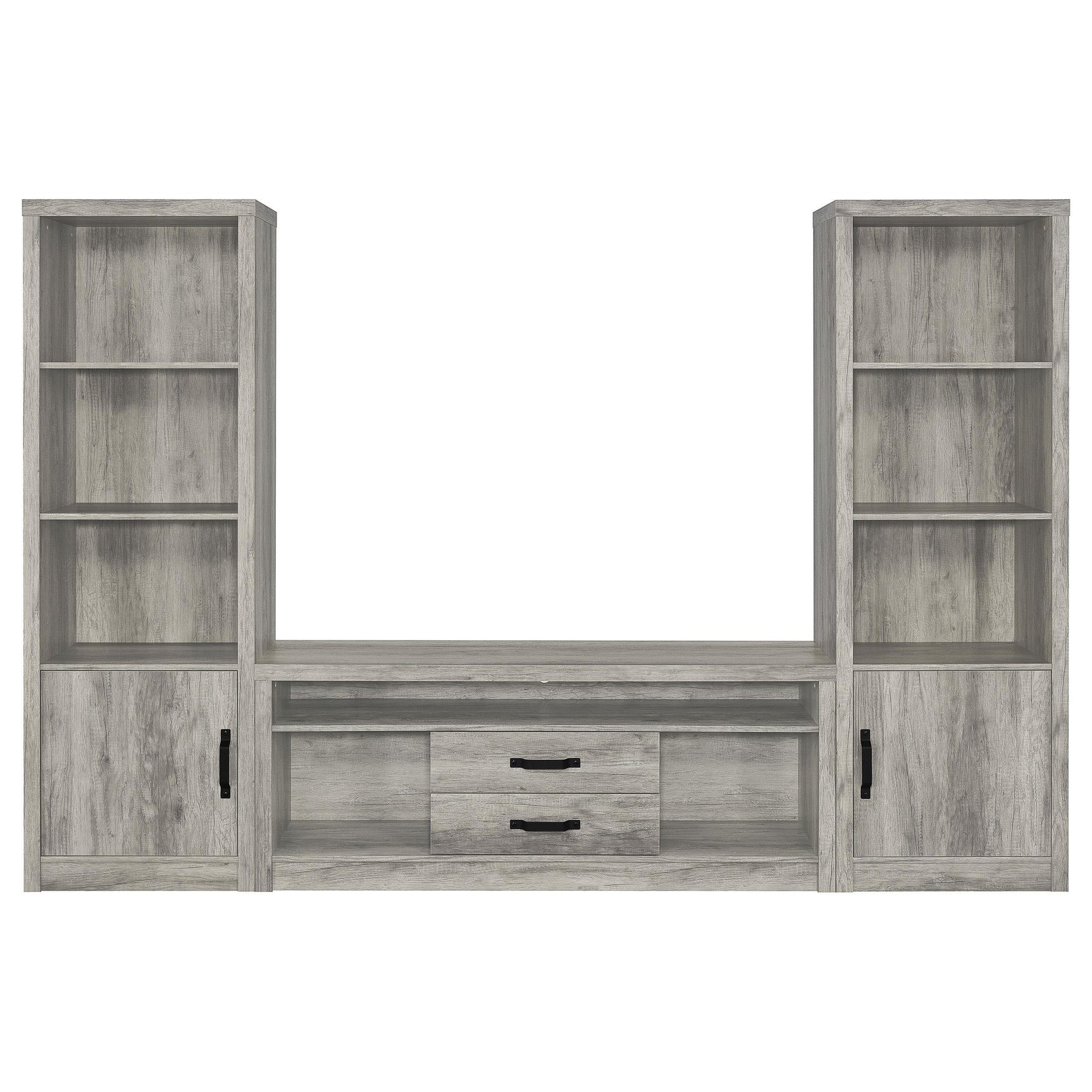 BURKE Burke 3-piece 59" TV Entertainment Center Grey Driftwood 701024-SET - Ella Furniture