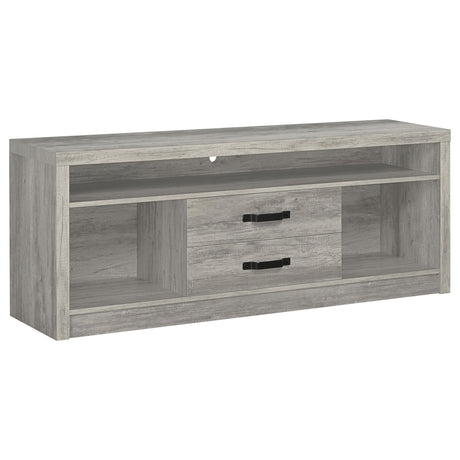 BURKE Burke 3-piece 59" TV Entertainment Center Grey Driftwood 701024-SET - Ella Furniture