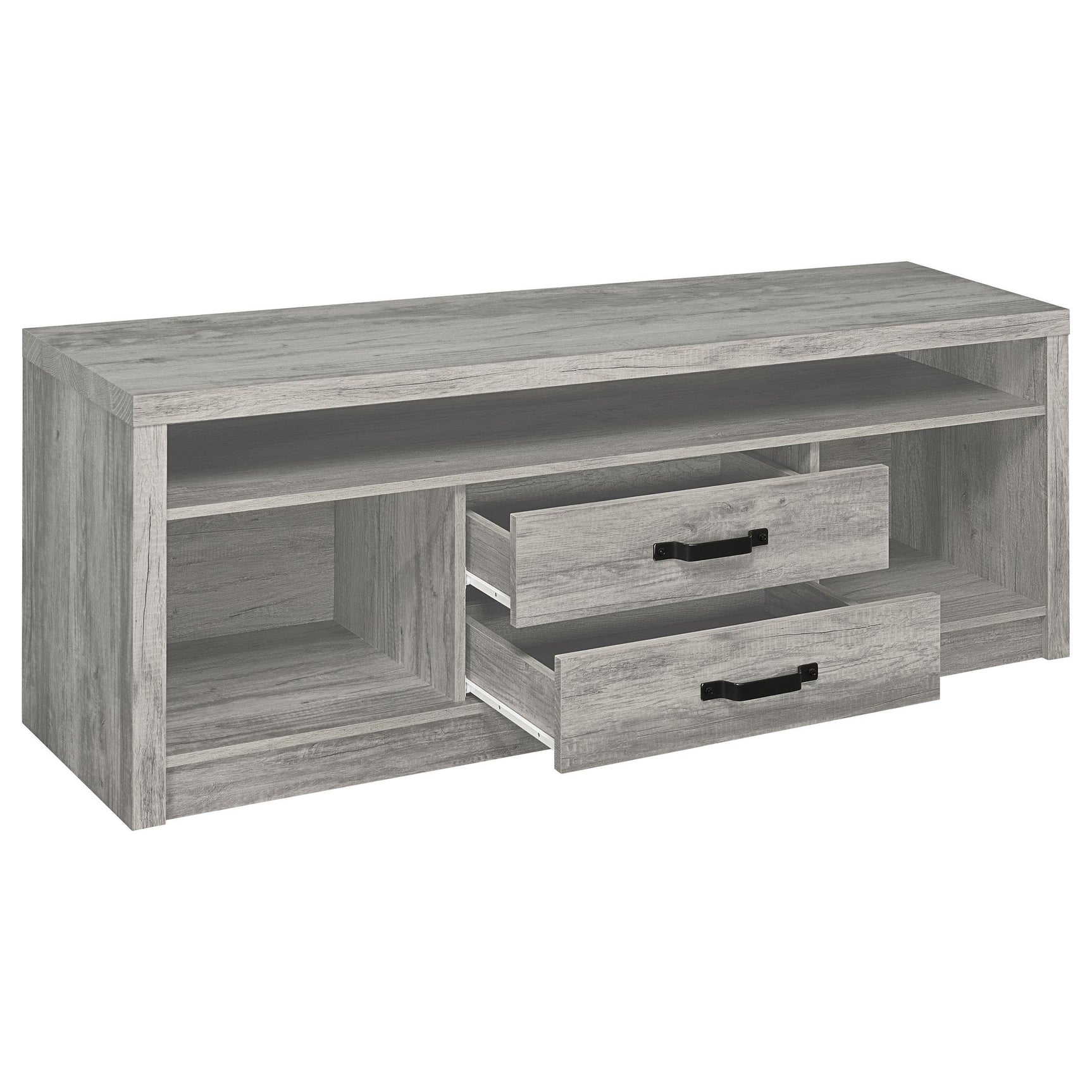 BURKE Burke 3-piece 59" TV Entertainment Center Grey Driftwood 701024-SET - Ella Furniture