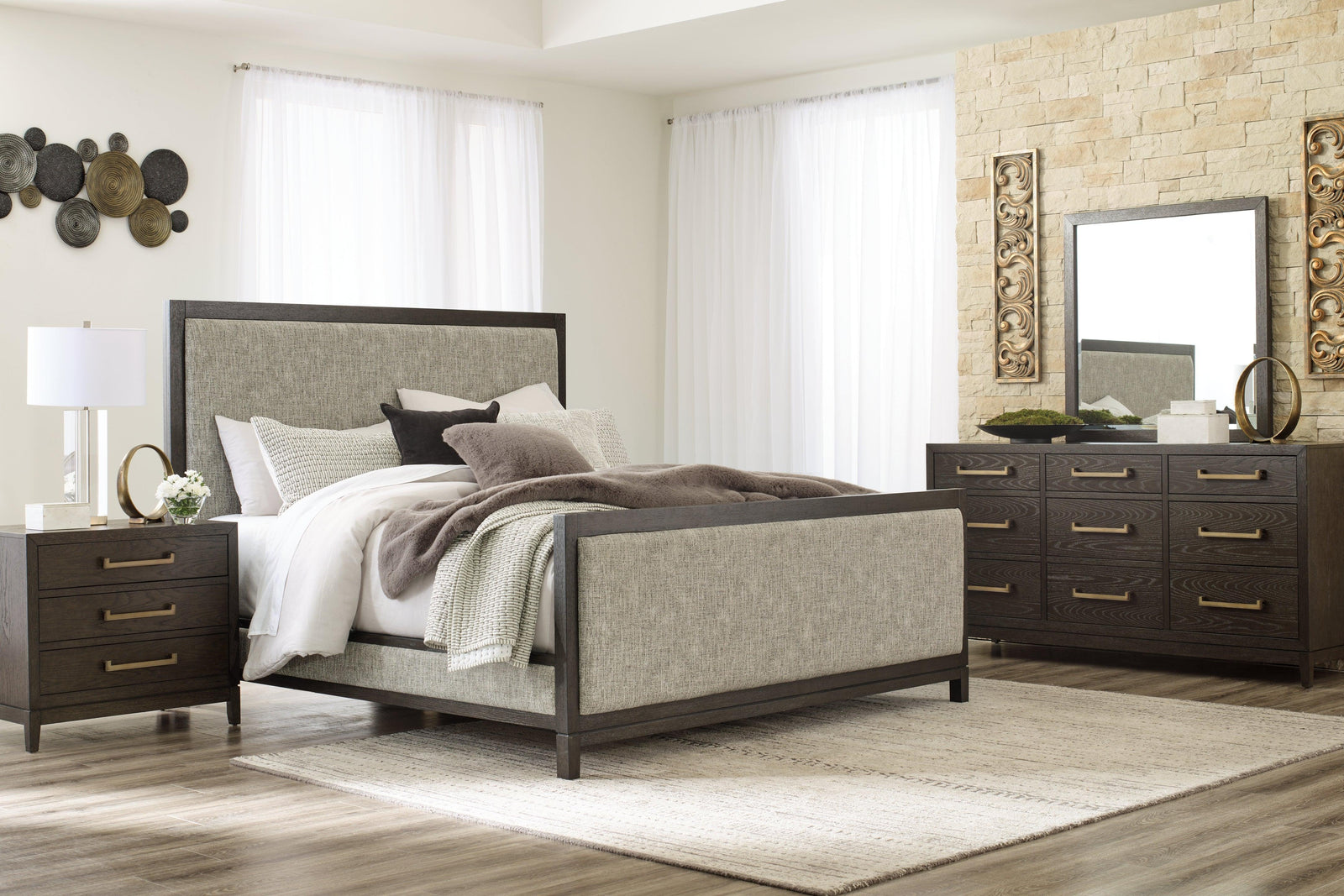 Burkhaus Brown Upholstered Bedroom Set - Ella Furniture