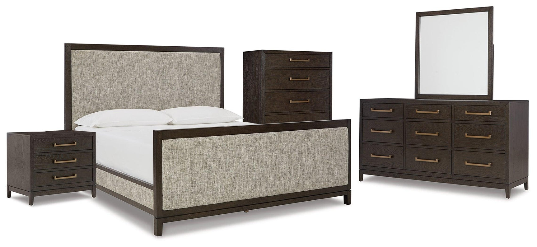 Burkhaus Brown Upholstered Bedroom Set - Ella Furniture