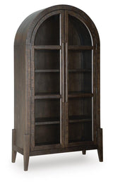 Benhall Dark Brown Accent Cabinet — angled view