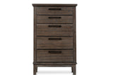 Gray Modern Traditional Solid Wood Veneers Fabric Upholstered Tufted Shelves Bedroom Set - Ella Furniture