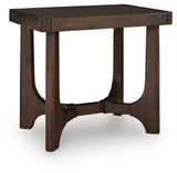 Korestone Dark Brown Coffee Table with 2 End Tables — angled view