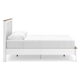 Kerisden White/Brown Queen Panel Complete Bed Frame — side view