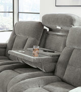 Mixed Motion Shadow Chenille / Faux Leather Power Reclining Sofa — product image 12