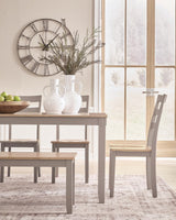Harperfeld Natural/Gray Dining Table and 4 Chairs and Bench (Set of 6) — product image 6