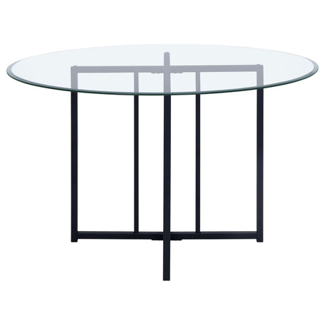 Pace 48-inch Round Glass Top Dining Table Matte Black — product image 4