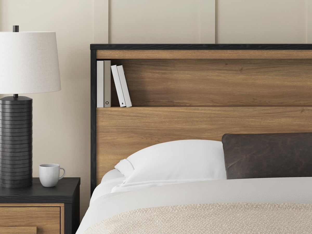 Kozmour Black/Brown Full Bookcase Complete Bed Frame — detail view