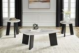 Black Faux Carrara Marble 3-Piece Coffee Table Set — product view