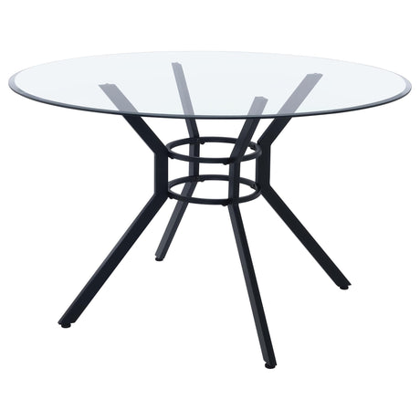 Steele 48-inch Round Glass Top Dining Table Matte Black — product image 3
