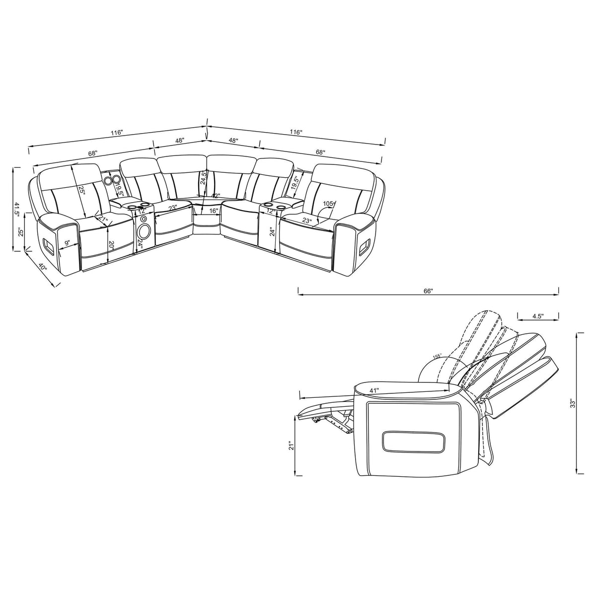 Rojas 3-Piece Dual Power L-Shaped Sectional Sofa with Bluetooth Greige — product image 15