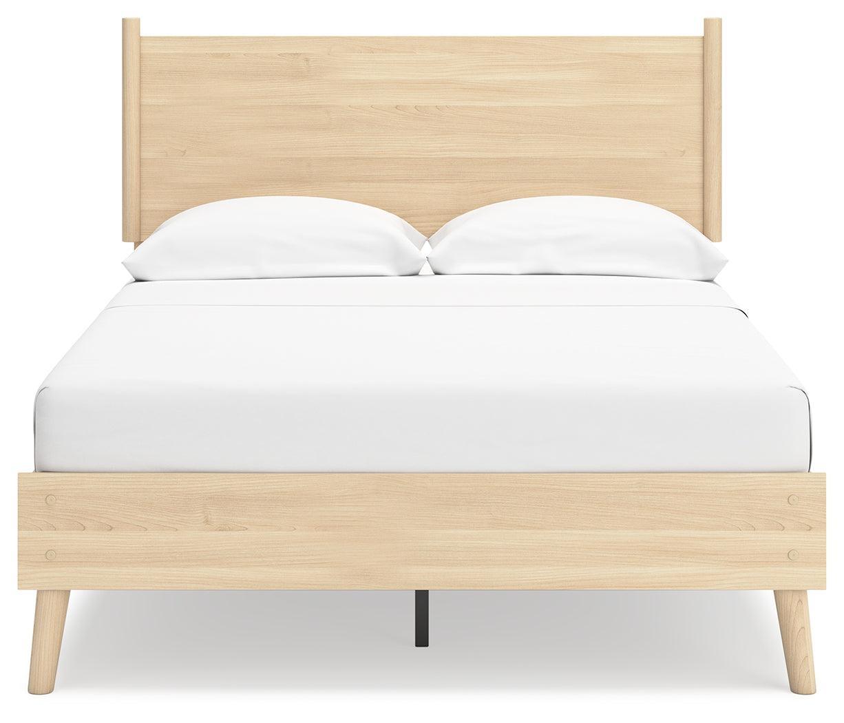 Cabinella Tan Full Platform Panel Bed - Ella Furniture