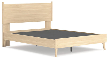 Cabinella Tan Queen Platform Panel Bed - Ella Furniture