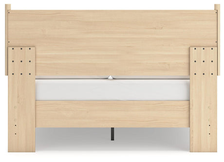 Cabinella Tan Queen Platform Panel Bed - Ella Furniture