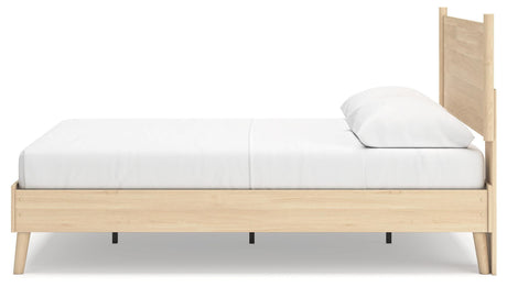 Cabinella Tan Queen Platform Panel Bed - Ella Furniture