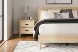 Cabinella Tan Queen Platform Panel Bed - Ella Furniture