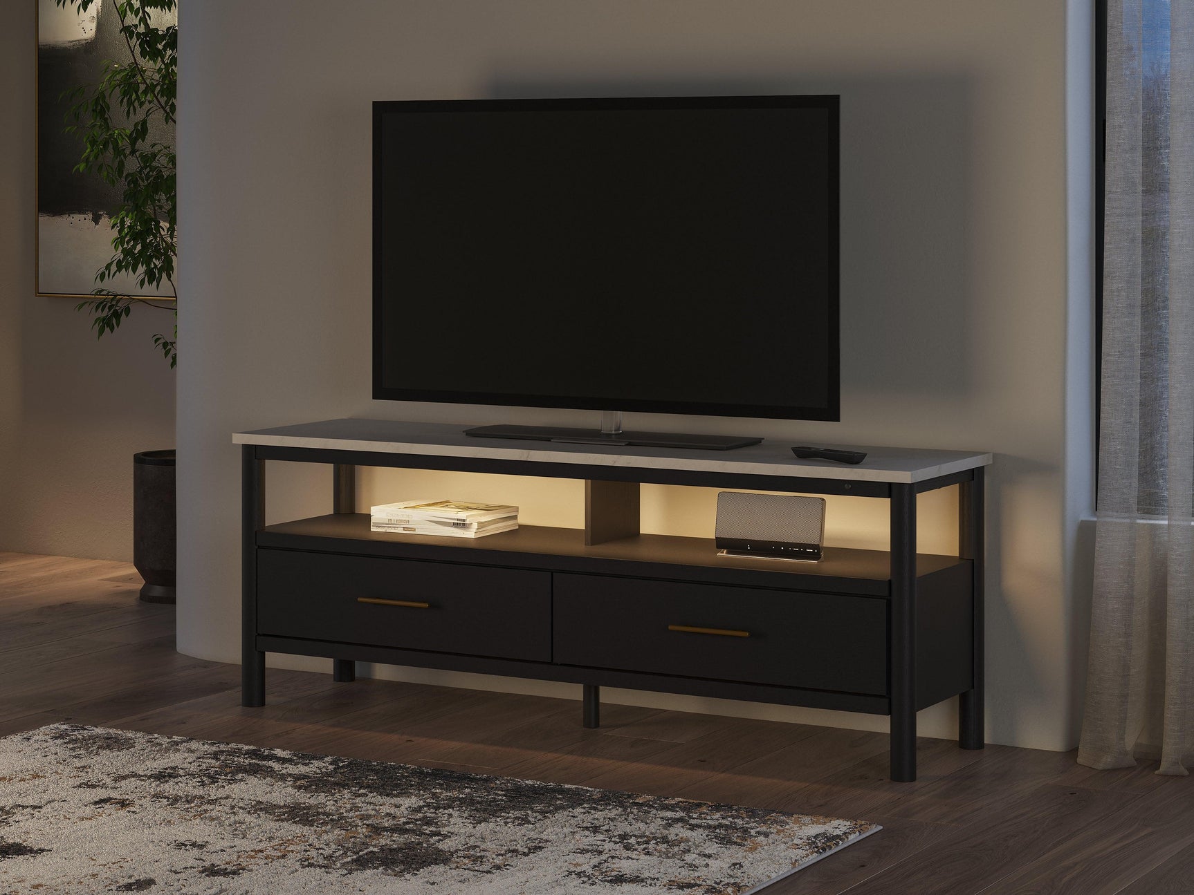 Cadmori Black/White 72" TV Stand - Ella Furniture