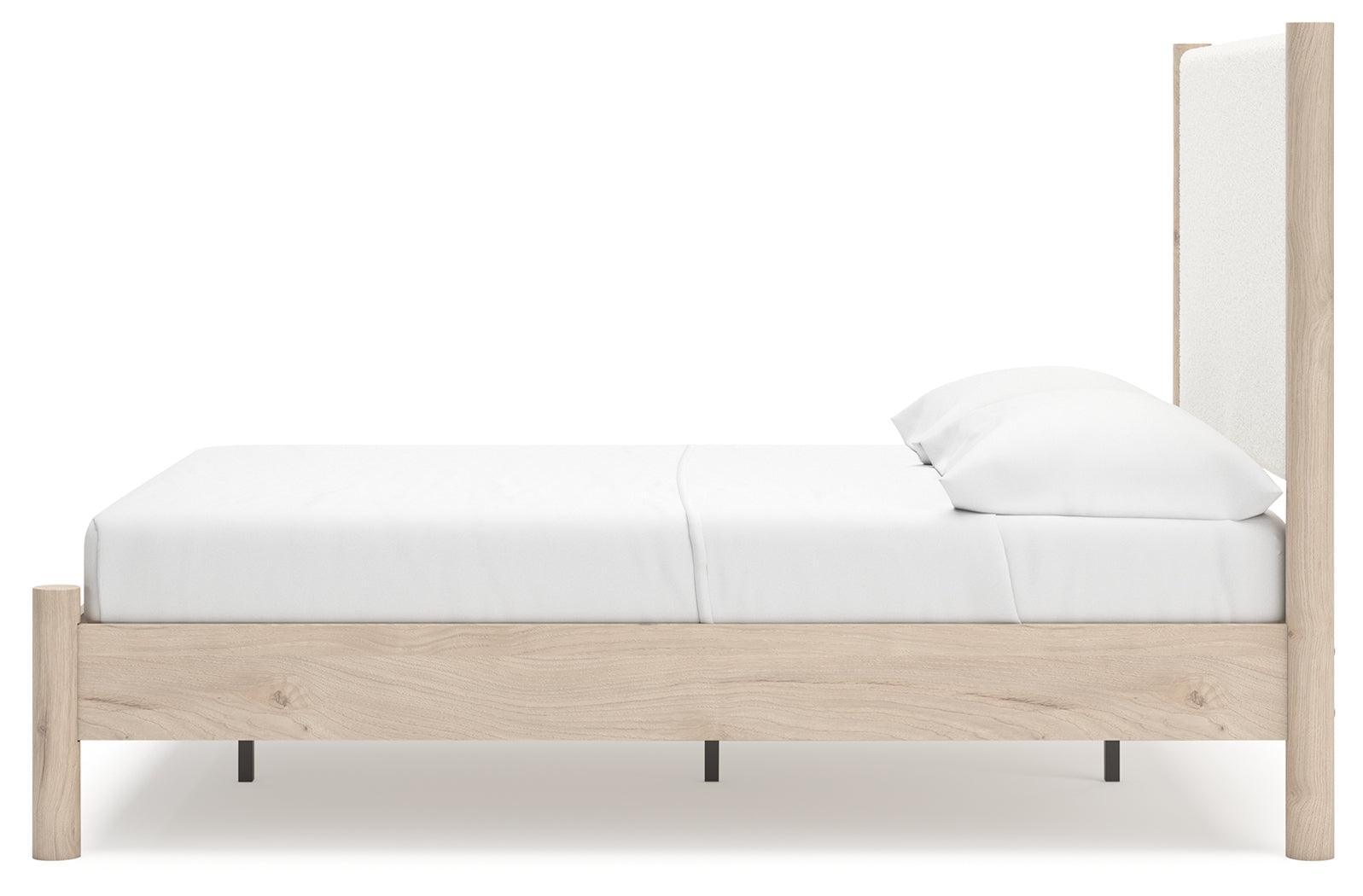 Cadmori Two-tone Full Upholstered Panel Bed - Ella Furniture