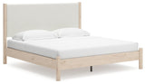 Cadmori Two-tone King Upholstered Panel Bed - Ella Furniture