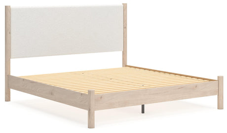 Cadmori Two-tone King Upholstered Panel Bed - Ella Furniture
