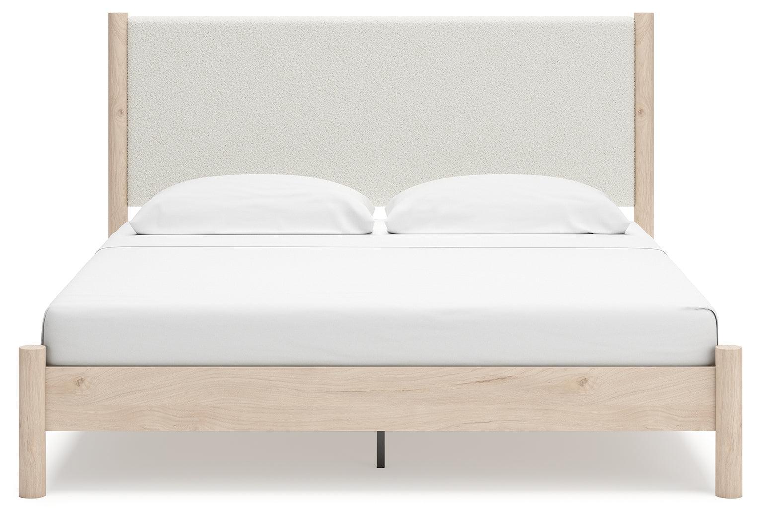 Cadmori Two-tone King Upholstered Panel Bed - Ella Furniture