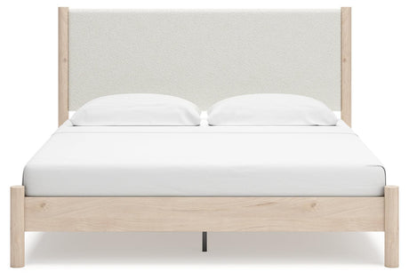 Cadmori Two-tone King Upholstered Panel Bed - Ella Furniture