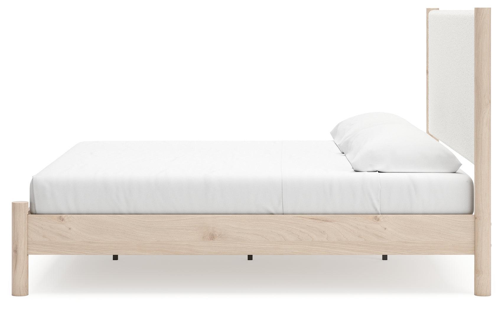 Cadmori Two-tone King Upholstered Panel Bed - Ella Furniture