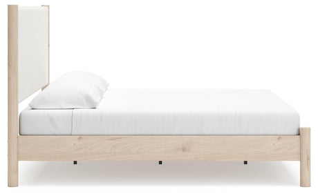 Cadmori Two-tone King Upholstered Panel Bed - Ella Furniture