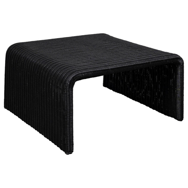 Cahya Woven Rattan Sqaure Coffee Table Black 708518 - Ella Furniture