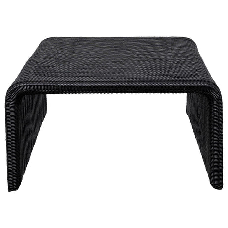 Cahya Woven Rattan Sqaure Coffee Table Black 708518 - Ella Furniture