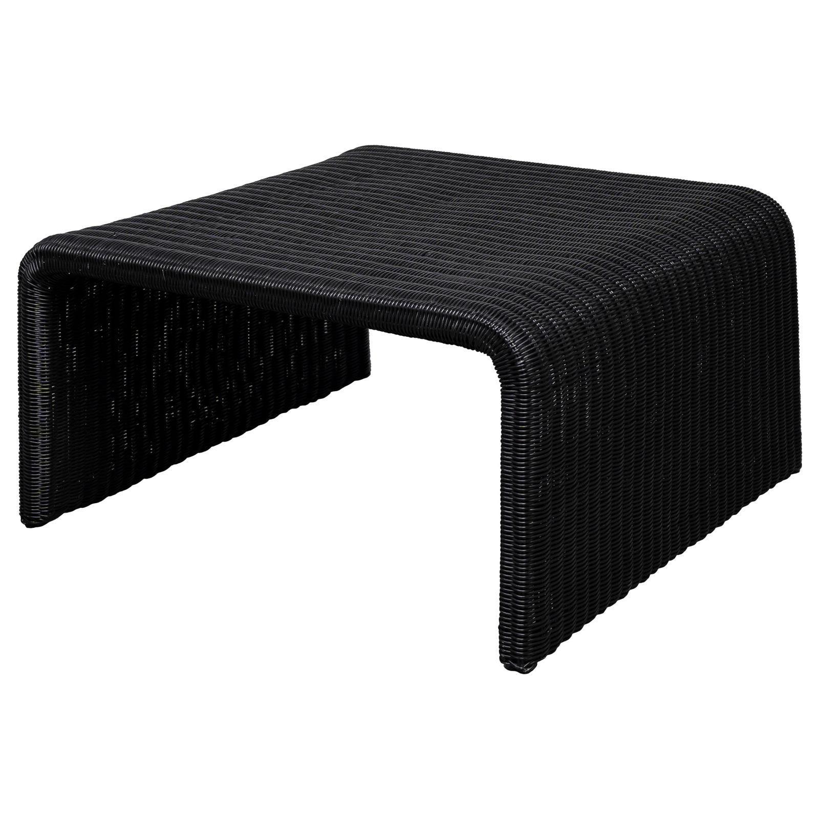 Cahya Woven Rattan Sqaure Coffee Table Black 708518 - Ella Furniture