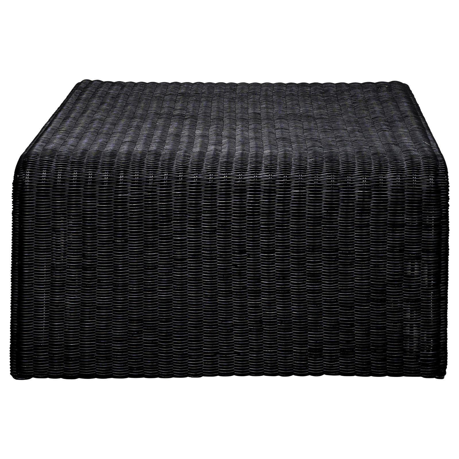 Cahya Woven Rattan Sqaure Coffee Table Black 708518 - Ella Furniture
