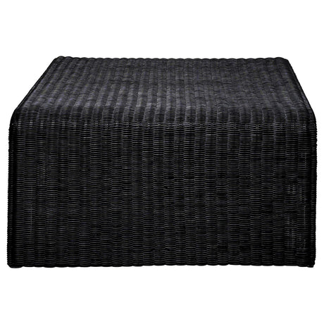 Cahya Woven Rattan Sqaure Coffee Table Black 708518 - Ella Furniture