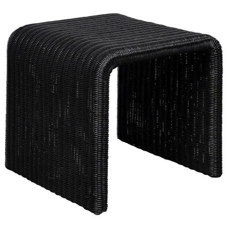 Cahya Woven Rattan Sqaure End Table Black 708517 - Ella Furniture