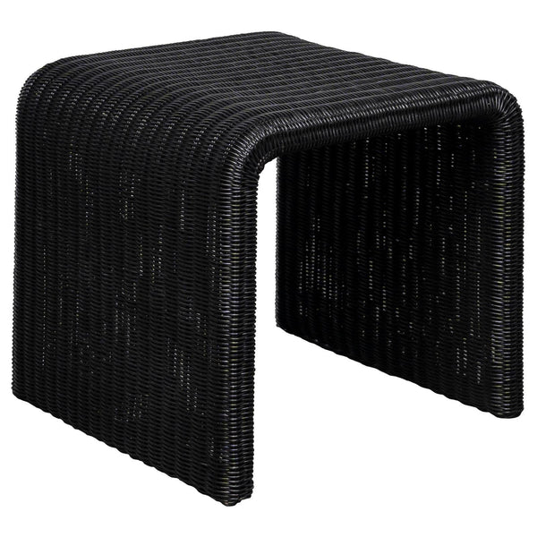 Cahya Woven Rattan Sqaure End Table Black 708517 - Ella Furniture