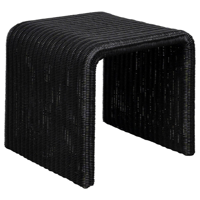 Cahya Woven Rattan Sqaure End Table Black 708517 - Ella Furniture