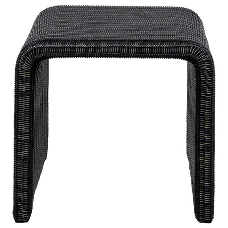 Cahya Woven Rattan Sqaure End Table Black 708517 - Ella Furniture