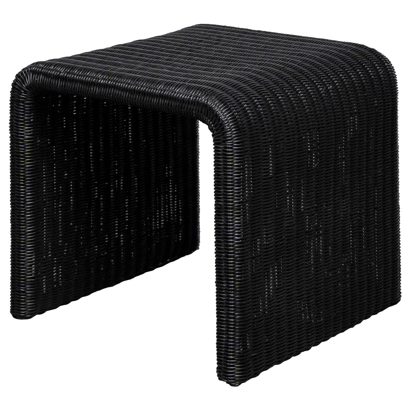 Cahya Woven Rattan Sqaure End Table Black 708517 - Ella Furniture