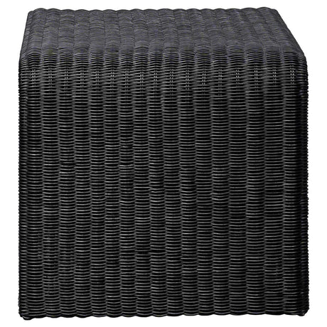 Cahya Woven Rattan Sqaure End Table Black 708517 - Ella Furniture