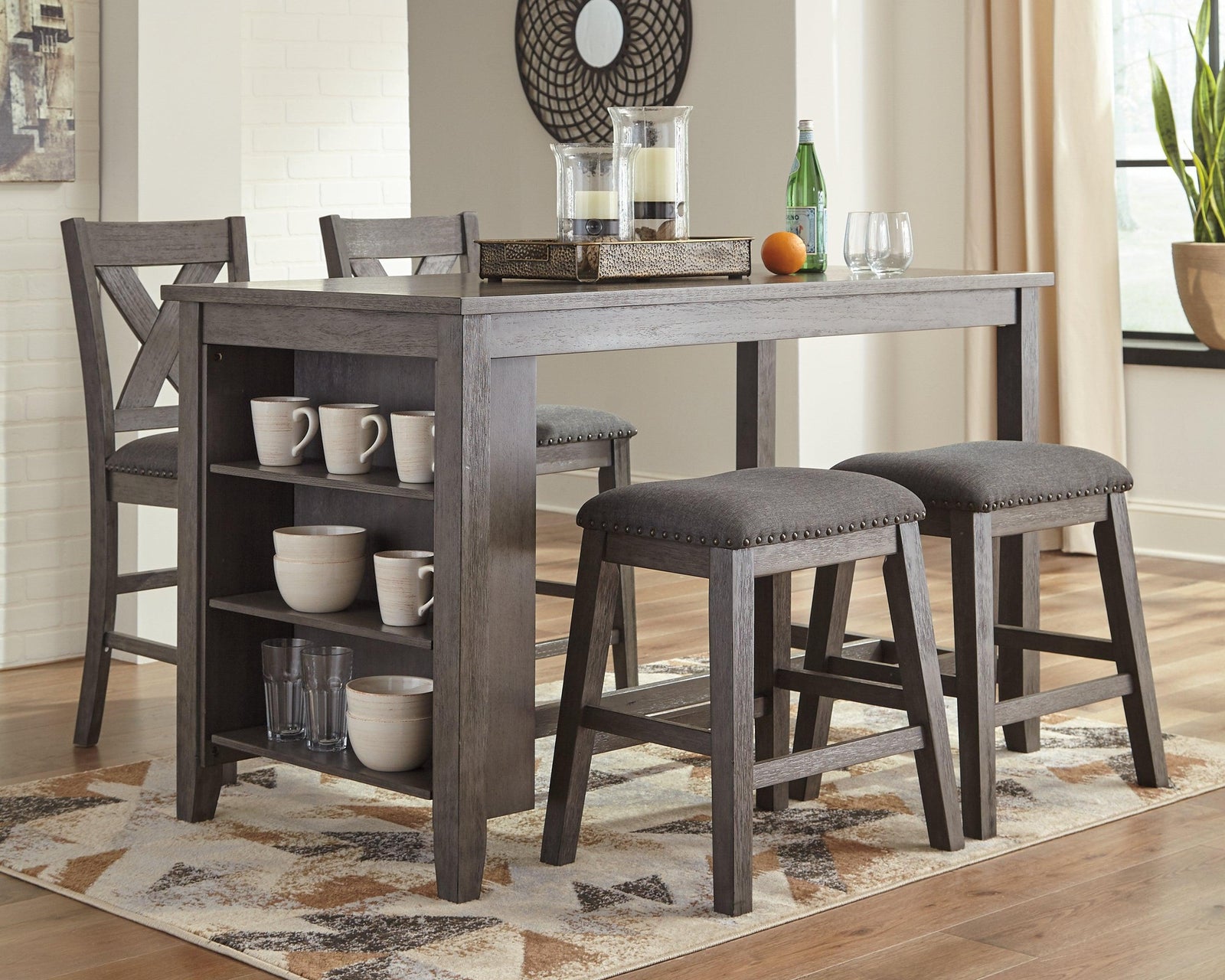 Caitbrook Gray Counter Height Dining Table And 4 Barstools - Ella Furniture