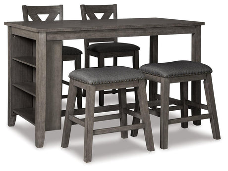 Caitbrook Gray Counter Height Dining Table And 4 Barstools - Ella Furniture
