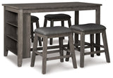 Caitbrook Gray Counter Height Dining Table And 4 Barstools PKG001966 - D388-024 | D388-024 | D388-13 - Ella Furniture