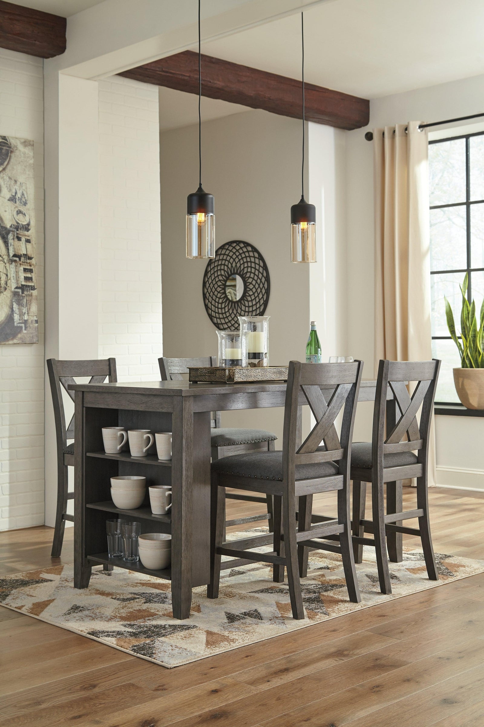 Caitbrook Gray Counter Height Dining Table And 4 Barstools PKG001967 - D388-13 | D388-124 | D388-124 - Ella Furniture