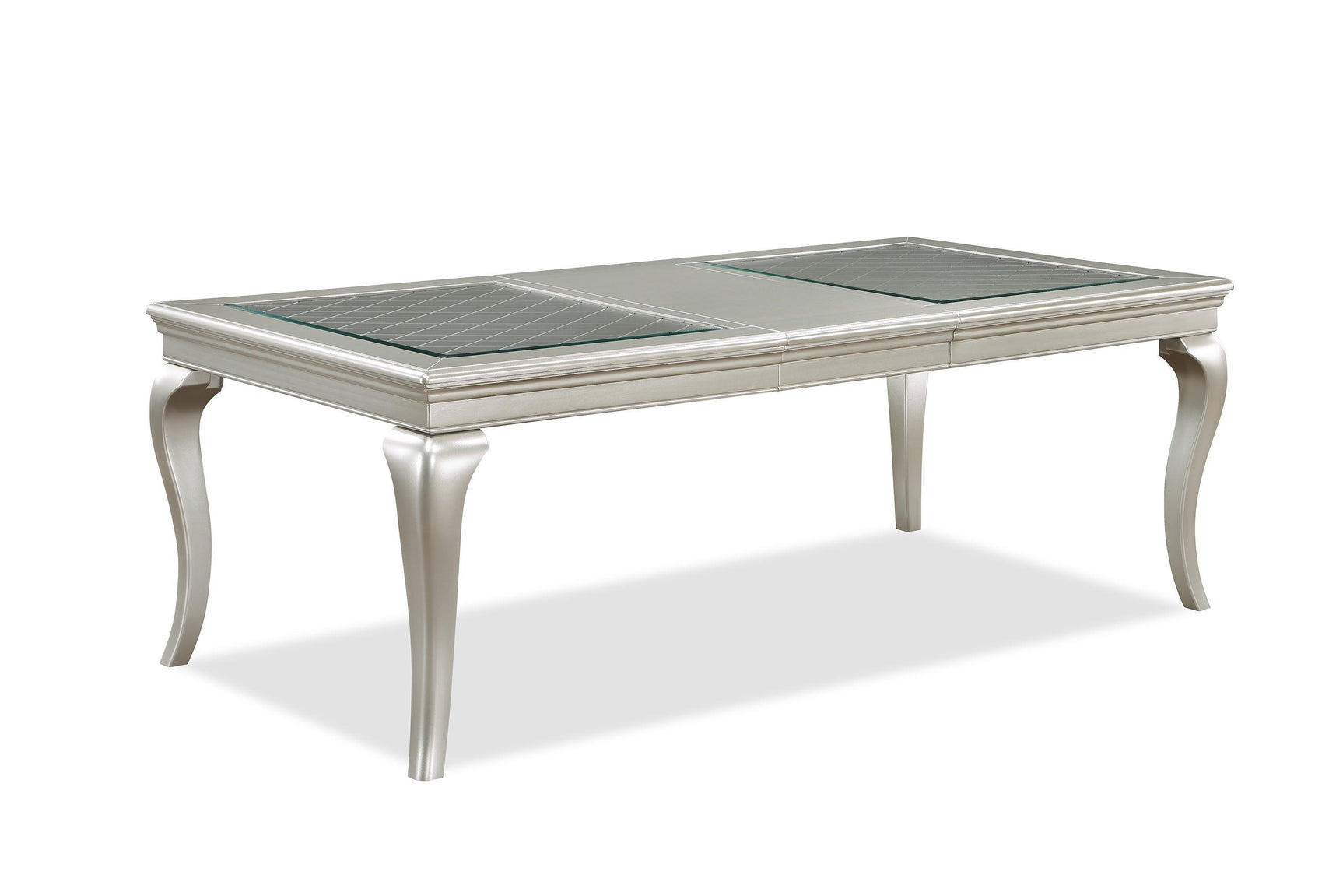 Caldwell Gray Woods And Veneers Metal Glass Rectangular Dining Room Set - Ella Furniture